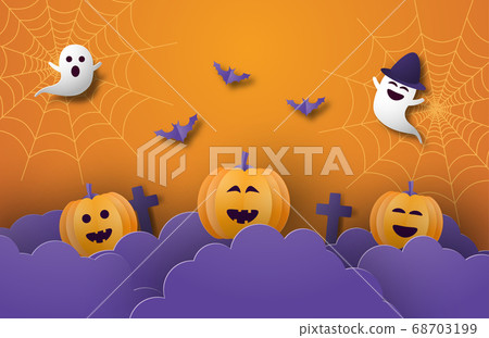 Happy Halloween banner or poster background with Happy Halloween banner or poster background with 68703199