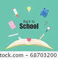 Back to school poster or banner concept with open 68703200