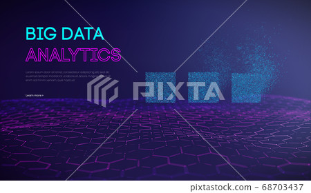 Big data analytics background. Artificial intelligence data symbols. Data processing developer background. EPS 10. 68703437