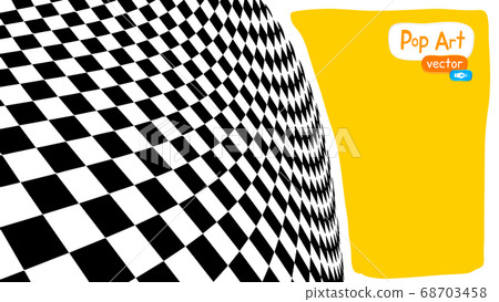 Abstract op art vector illustration, yellow orange background. Pop art checker background with optical illusion 3d illustration. Abstract op art vector illustration, yellow orange background. Pop art checker background with optical illusion 3d illustration. 68703458