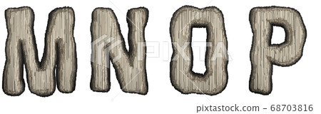 Set of industrial metal alphabet letters M, N, O, P. 3D Set of industrial metal alphabet letters M, N, O, P. 3D 68703816