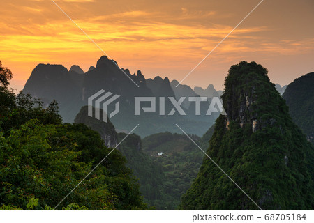 Karst mountain landscape on the Li River in 68705184