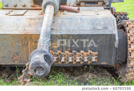 Rusty burned out Nazi tank from the WWII era 68705598