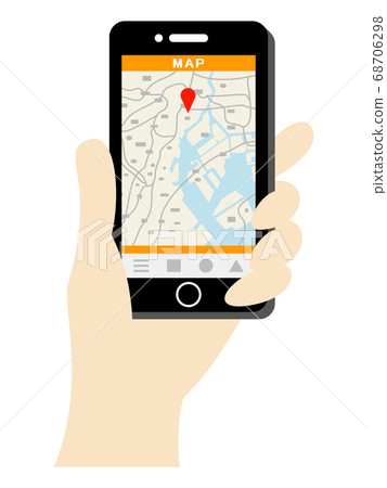 在智能手機上使用地圖應用程序的插圖圖像 68706298