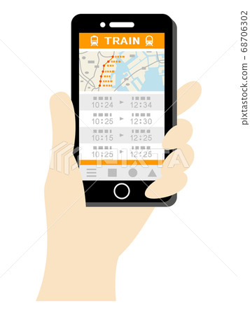 Illustration image of using the train app on a smartphone Illustration image of using the train app on a smartphone 68706302