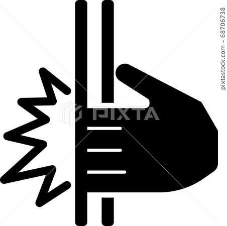 Pictogram holding a hand in the door Pictogram holding a hand in the door 68706738