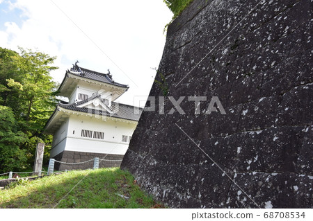 東北宮城縣仙台市仙台城角塔和石牆 照片素材 圖片 圖庫