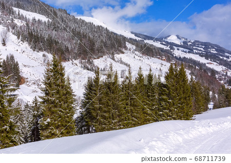 Panoramic winter Alps mountain landscape Panoramic winter Alps mountain landscape 68711739