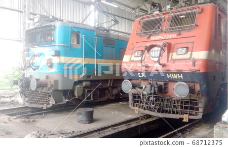Indian locomotive class WAP Passenger traffic electric engine locomotives at Chittaranjan Locomotive Works Indian locomotive class WAP Passenger traffic electric engine locomotives at Chittaranjan Locomotive Works 68712375