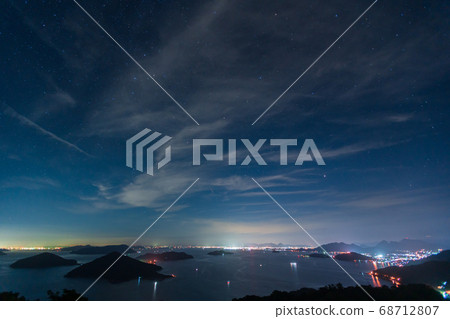 Night view of the Seto Inland Sea islands seen from Mt. 68712807