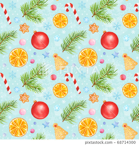 Watercolor Christmas seamless pattern - Stock Illustration [68714300 ...