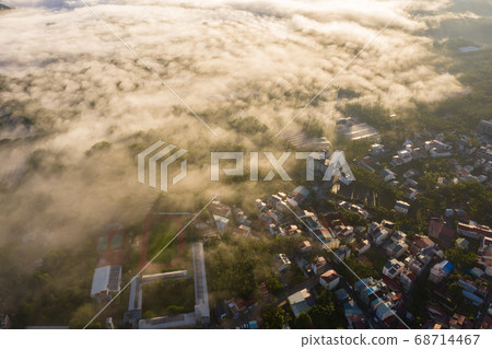 morning cloudy landscape with mist morning cloudy landscape with mist 68714467