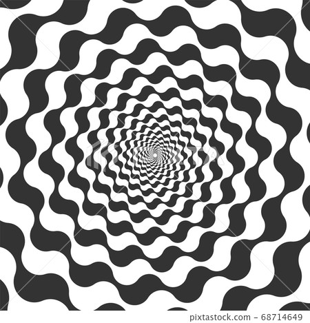 Abstract swirled silhouette. Swirl circle creating illusion, deceptive motion. Black, white spin for hypnosis Abstract swirled silhouette. Swirl circle creating illusion, deceptive motion. Black, white spin for hypnosis 68714649