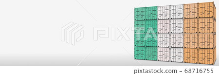 Containers compose the flag of Ireland on white background, 3D rendering 68716755