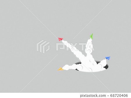 Paper airplane flying from a hole [Paper Craft] 68720406