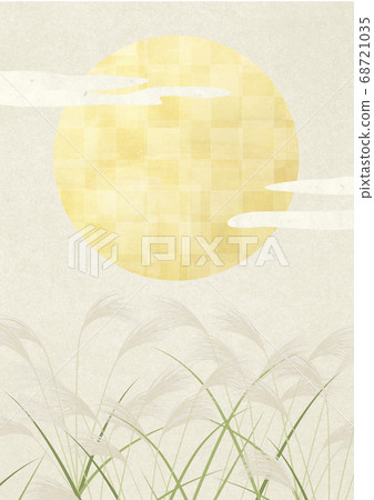 Full moon-Mid-autumn moon-Otsukimi-Susuki-Japanese style illustration 68721035