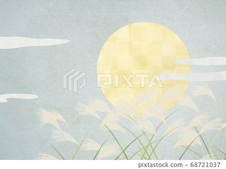 Full moon-Mid-autumn moon-Otsukimi-Susuki-Japanese style illustration 68721037