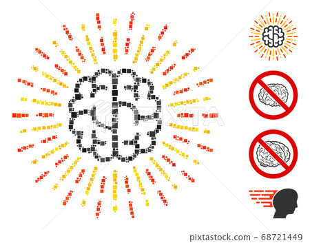 Square Brain Radiance Icon Vector Collage 68721449