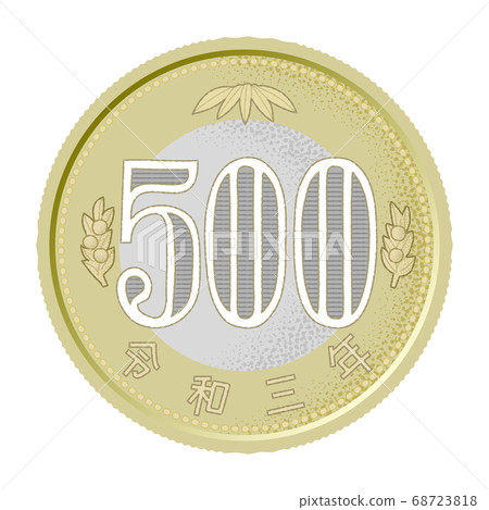 Vector illustration of the new 500 yen coin (back side) 68723818