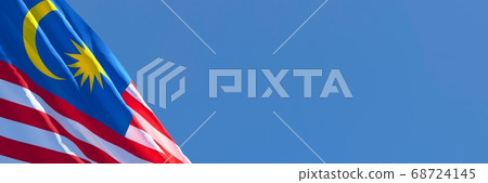 3D rendering of the national flag of Malaysia waving in the wind 3D rendering of the national flag of Malaysia waving in the wind 68724145
