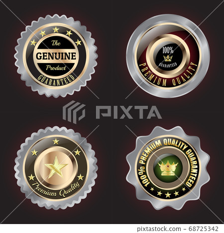 Set of Golden-Silver Premium Quality badge Set of Golden-Silver Premium Quality badge 68725342