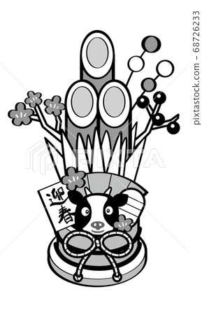 日本新年的鹿松 68726233