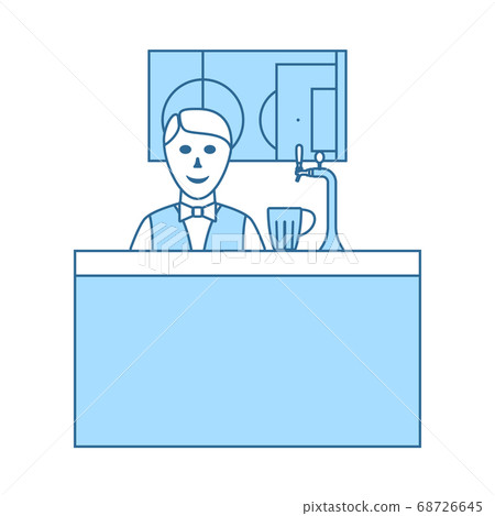 Sport Bar Stand With Barman Icon 68726645