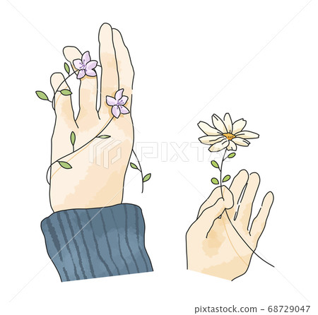手拿著一朵花的插圖 68729047