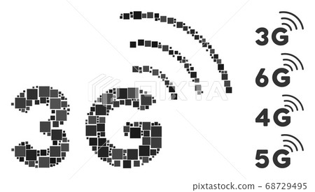 Square 3G Icon Vector Mosaic 68729495