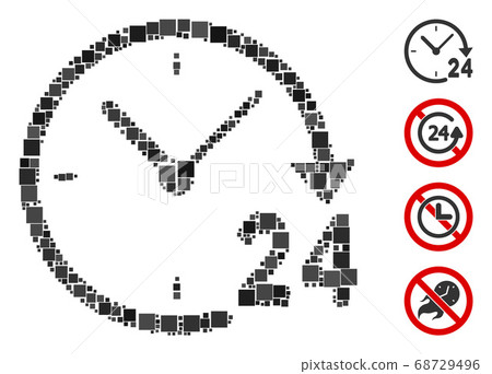 Square 24 Hours Clock Icon Vector Collage 68729496