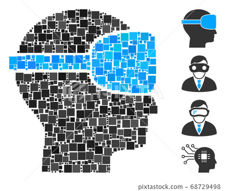 Square Virtual Reality Icon Vector Mosaic - Stock Illustration ...