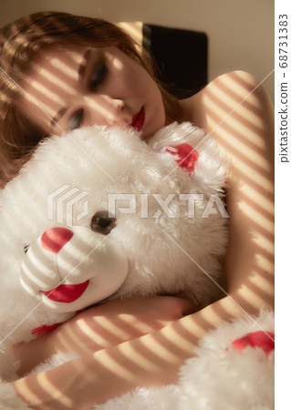 woman with teddy bear woman with teddy bear 68731383