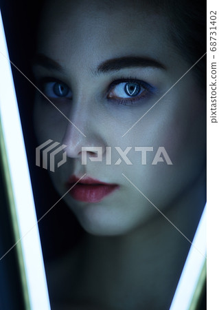 face in neon light face in neon light 68731402