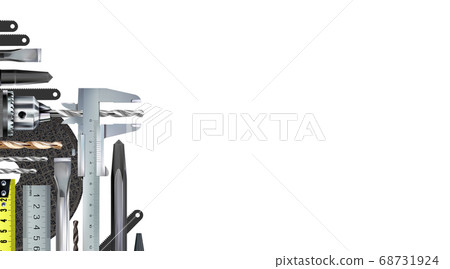 Locksmith decorative corner composition on theme of craft hand metal processing and work skill.  68731924