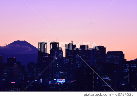 從文京區市民的富士山和新宿子中心的視圖 68734523
