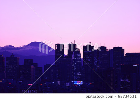 從文京區市民的富士山和新宿子中心的視圖 從文京區市民的富士山和新宿子中心的視圖 68734531