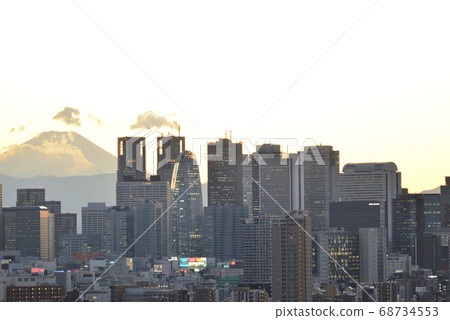 從文京區市民的富士山和新宿子中心的視圖 從文京區市民的富士山和新宿子中心的視圖 68734553