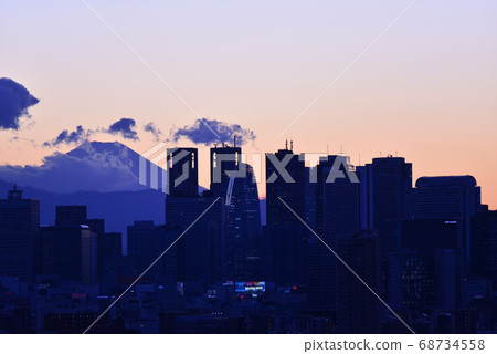 從文京區市民的富士山和新宿子中心的視圖 68734558