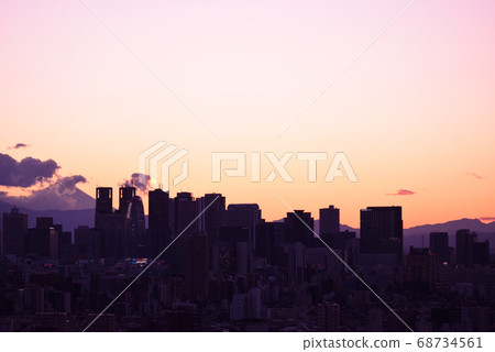 從文京區市民的富士山和新宿子中心的視圖 68734561