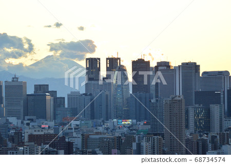 從文京區市民的富士山和新宿子中心的視圖 從文京區市民的富士山和新宿子中心的視圖 68734574
