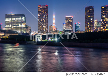 <<Tokyo>> Night view of Tokyo Bay area <<Tokyo>> Night view of Tokyo Bay area 68735074