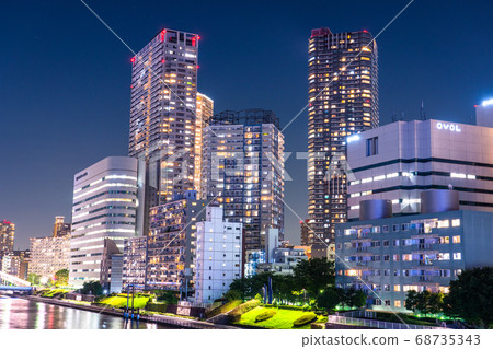 <<東京>>中央區八ach町大廈的夜景 <<東京>>中央區八ach町大廈的夜景 68735343