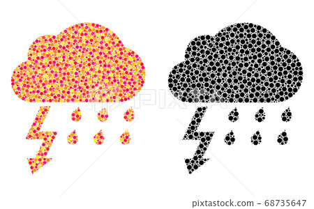 Pixel Thunderstorm Mosaic Icons - Stock Illustration [68735647] - PIXTA