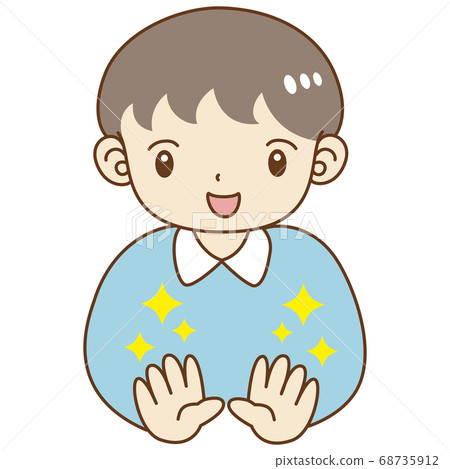 Illustration of a boy cleaning his hands Illustration of a boy cleaning his hands 68735912