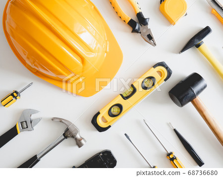 handyman tools on white table handyman tools on white table 68736680