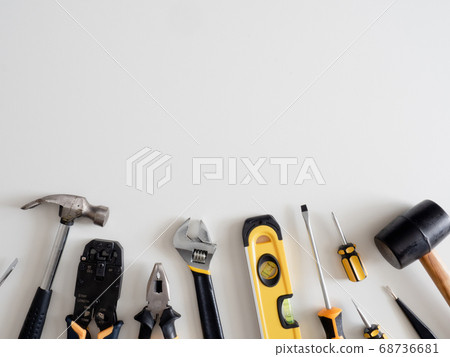 handyman tools on white table handyman tools on white table 68736681