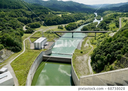 Scenery under the dam seen from the top of Yubari Shuparo Dam 68738028