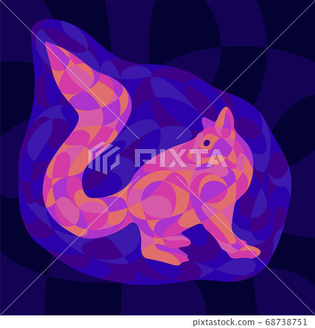 Colorful art with shiny neon colored lemur 68738751