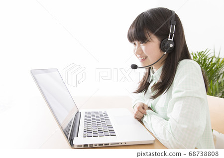 Girl having a video chat 68738808