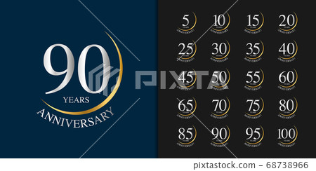 Silver and golden anniversary celebration emblem design. 68738966